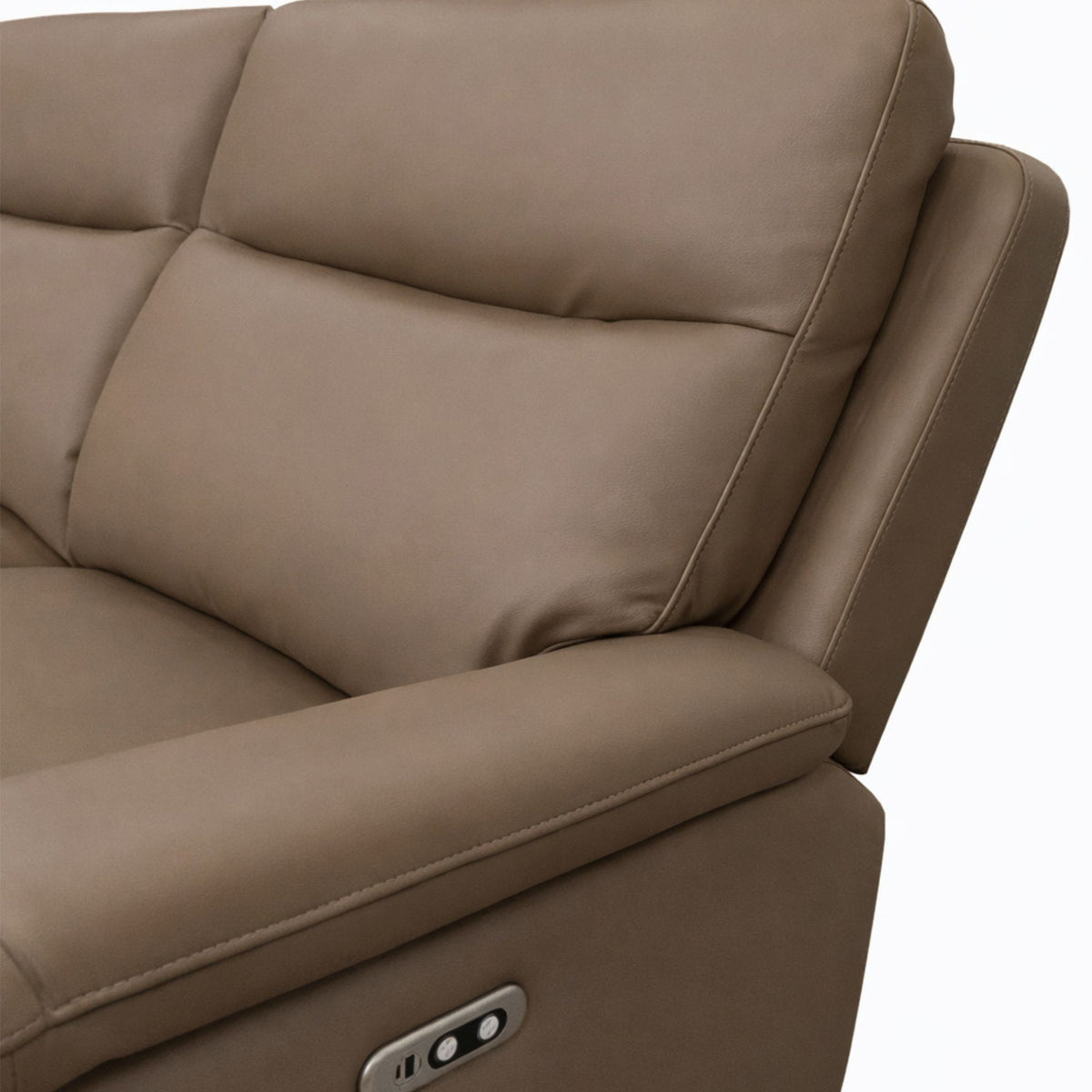 Aspire Corvan Grade B Mushroom Leather 3 Seater Power Recliner Sofa RRP £1150