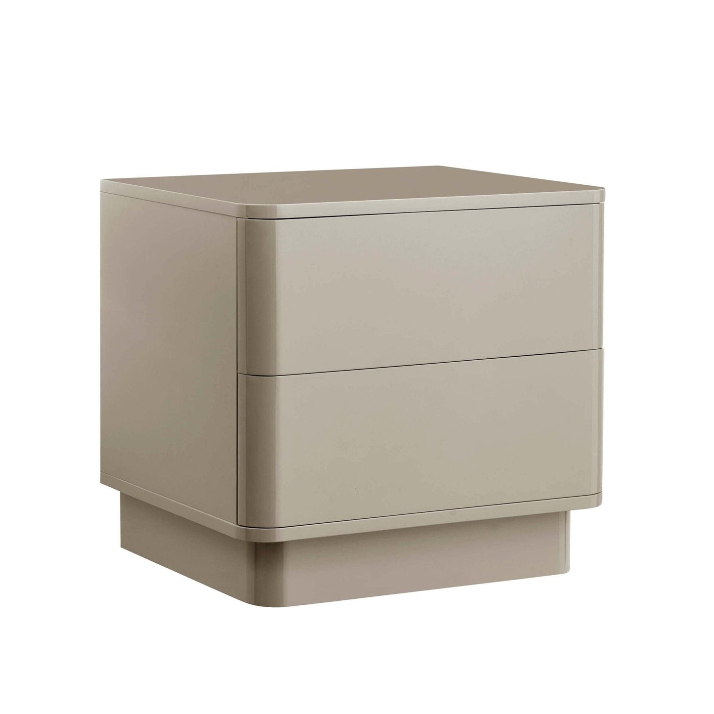DUS-CC2-07143 Grade-B Dusk Romilly High Gloss 2 Drawer Bedside Table - Taupe RRP £89.00
