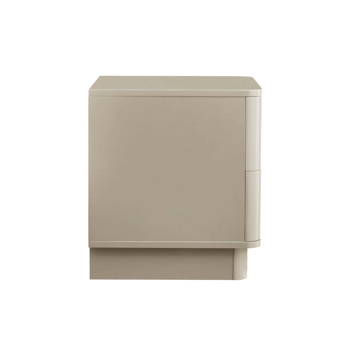 DUS-CC2-07143 Grade-B Dusk Romilly High Gloss 2 Drawer Bedside Table - Taupe RRP £89.00