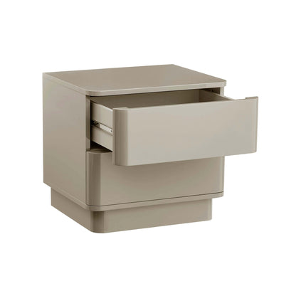 DUS-CC2-07143 Grade-B Dusk Romilly High Gloss 2 Drawer Bedside Table - Taupe RRP £89.00
