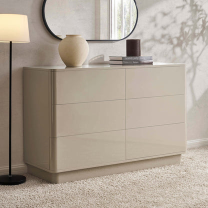 DUS-CC2-01661 Grade-C3 Dusk Romilly High Gloss 6 Drawer Chest - Taupe RRP £239.00