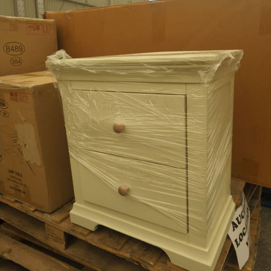 ROS-OUT-00202 Grade-C1 Roseland Furniture Colette 2 Drawer Bedside Table - Cream RRP £124.95