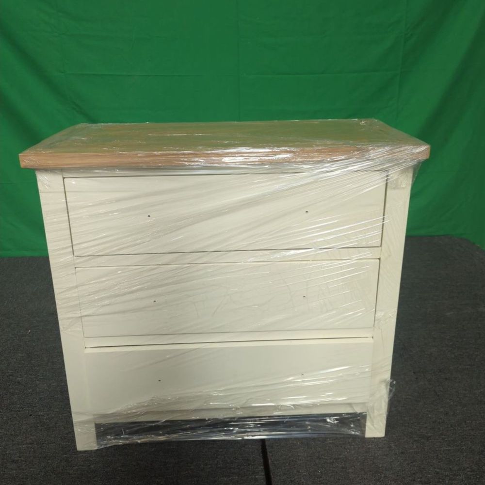 ROS-OUT-00558 Grade-C1 Roseland Furniture Farro Coconut White & Oak 3 Drawer Chest RRP £219.95