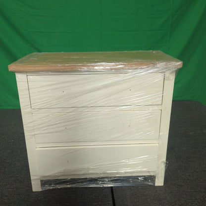 ROS-OUT-00558 Grade-C1 Roseland Furniture Farro Coconut White & Oak 3 Drawer Chest RRP £219.95