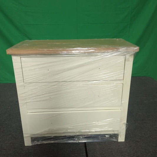 ROS-OUT-00558 Grade-C1 Roseland Furniture Farro Coconut White & Oak 3 Drawer Chest RRP £219.95