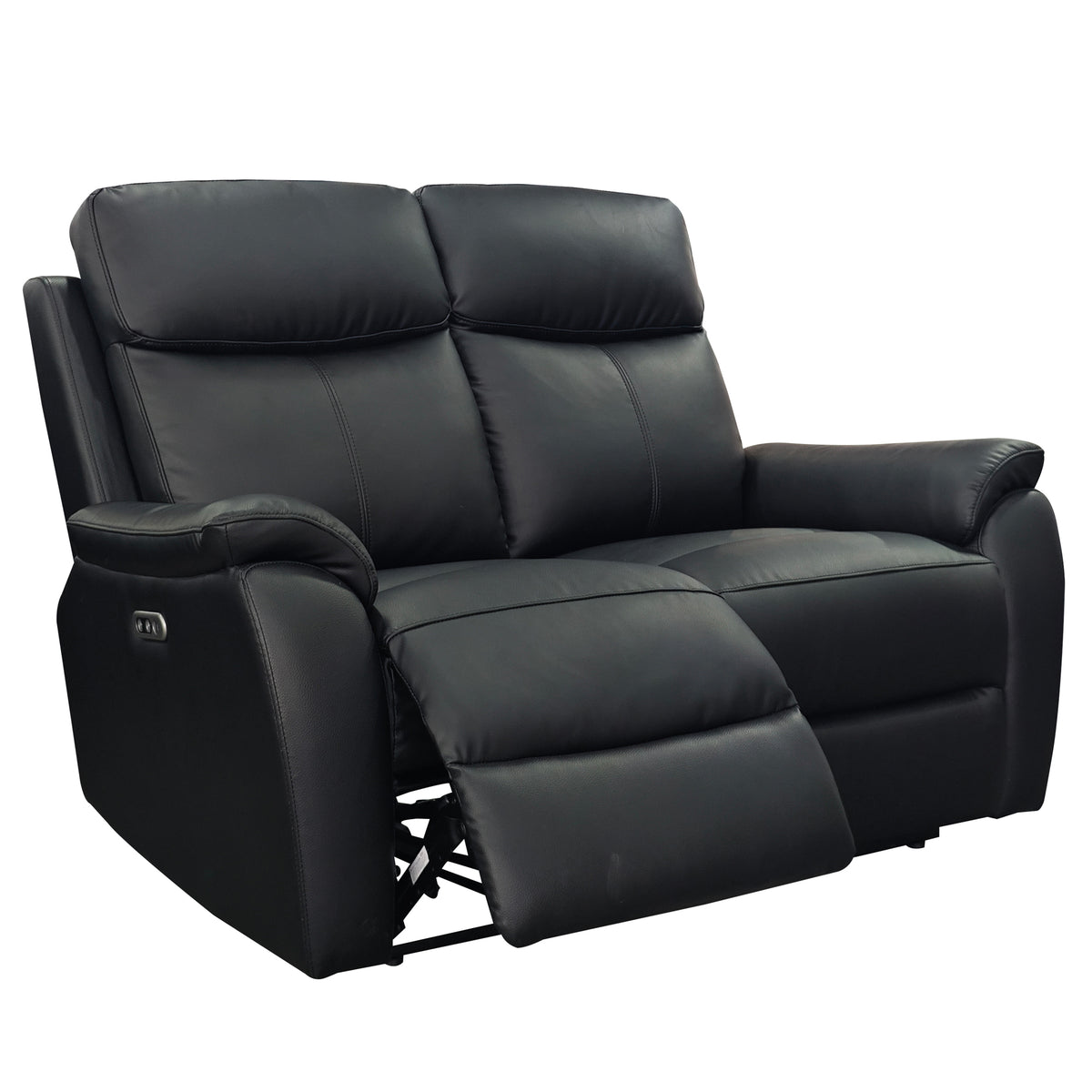 Aspire Kingsmere Grade B Black Leather 2 Seater Power Recliner Sofa RRP £710