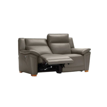  Oak Furnitureland Grade B Dune Grey Leather 2 Seater Electric Recliner Sofa RRP £2150
