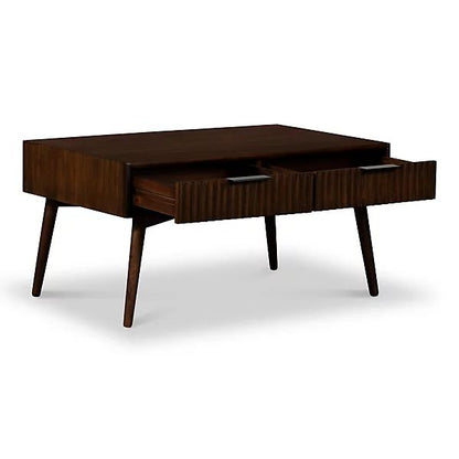 ROS-OUT-00970 Grade-B Roseland Furniture Oskar Acacia 90cm Large Grooved Coffee Table RRP £199.95