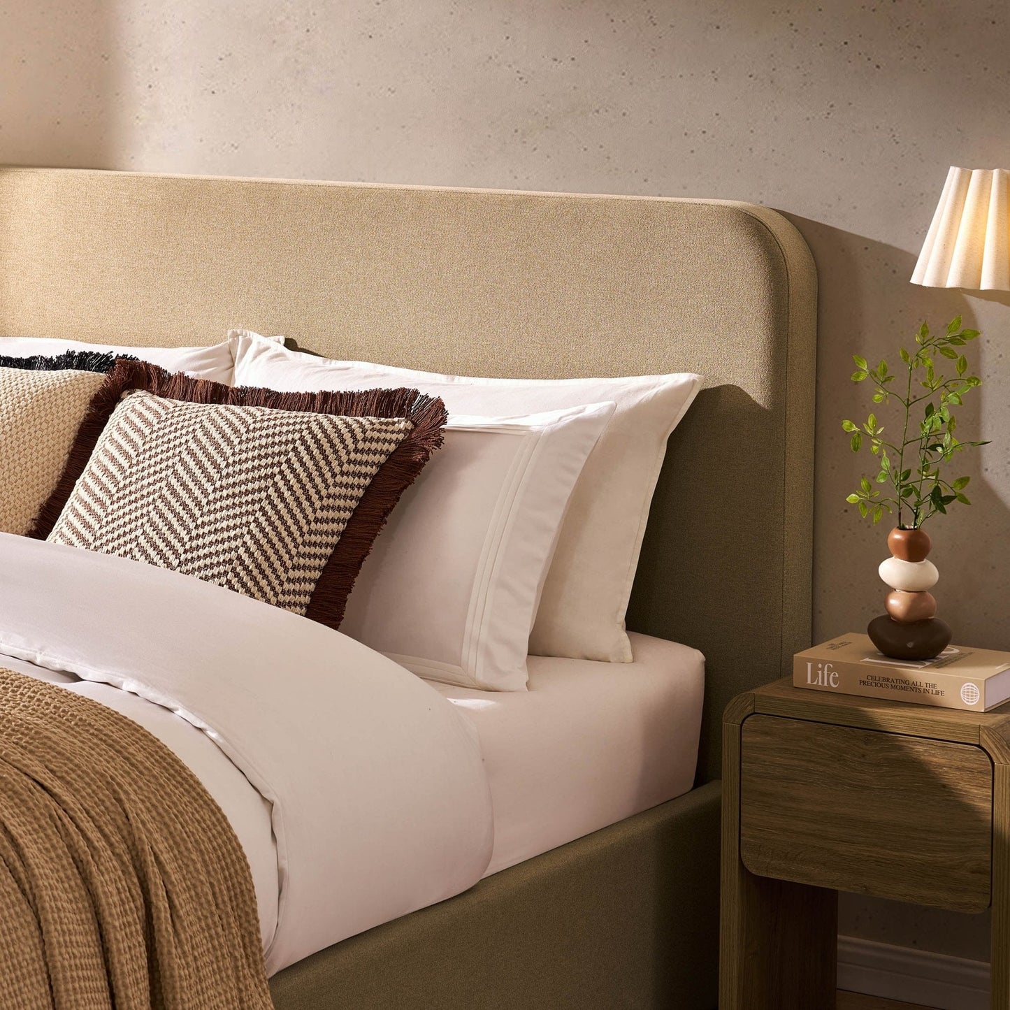 Dusk Ascot Grade B Oatmeal Linen Look King Size Ottoman Storage Bed RRP £349