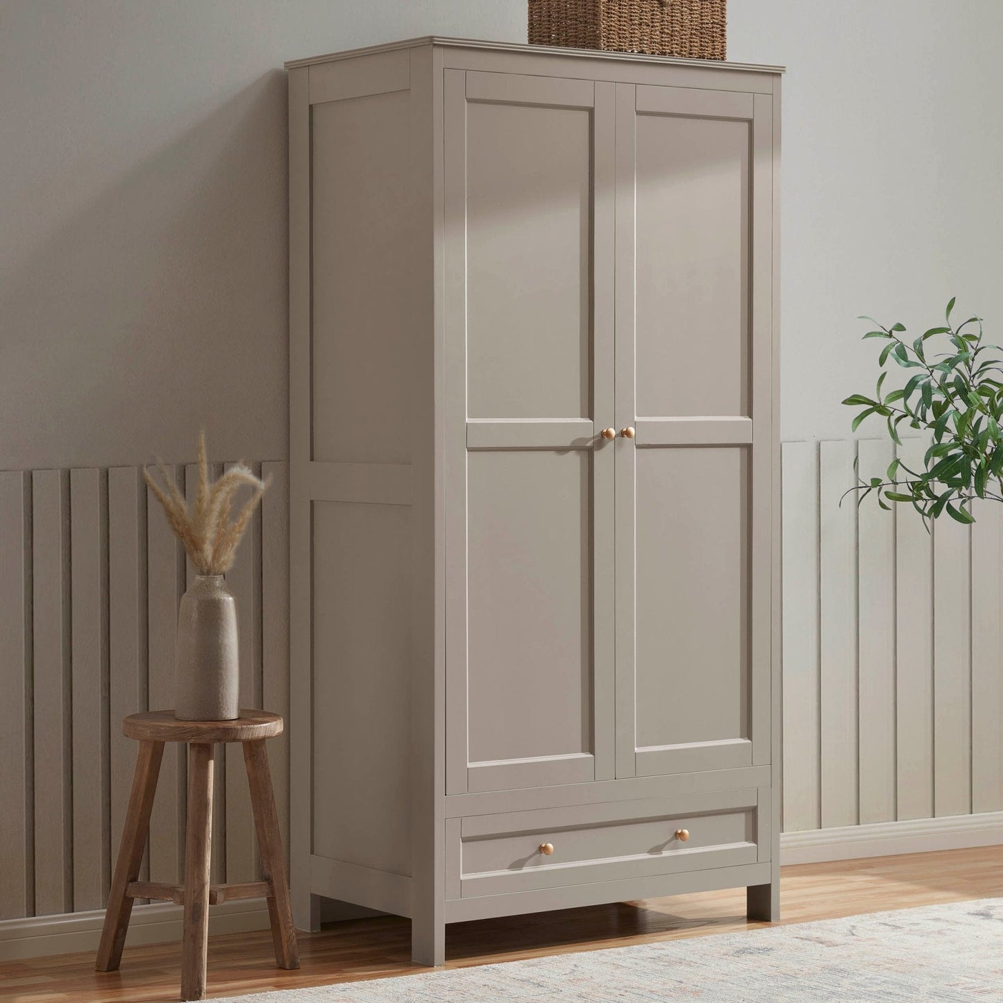 DUS-CC2-03011 Grade-B Dusk Ruby 2 Door Wardrobe with Drawer - Taupe RRP £319.00