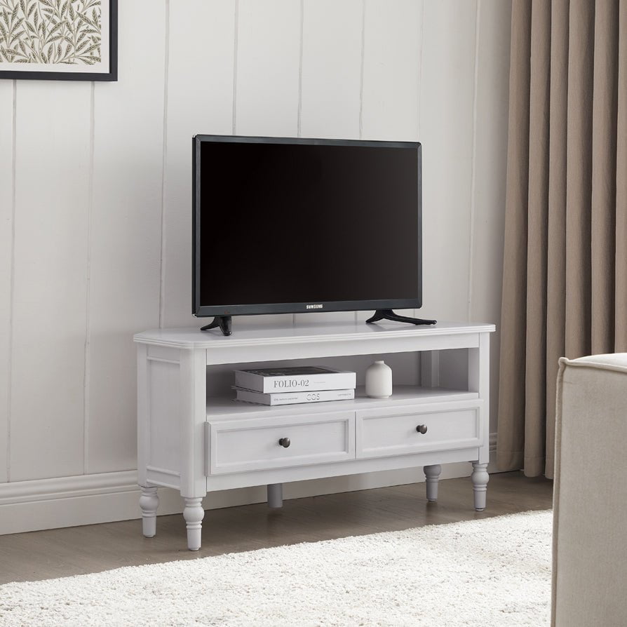 DUS-CC2-02409 Grade-B Dusk Ruby 100cm Corner TV Unit - Washed Stone RRP £179.00