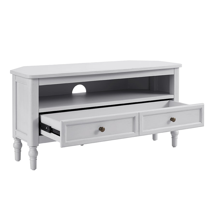 DUS-CC2-02409 Grade-B Dusk Ruby 100cm Corner TV Unit - Washed Stone RRP £179.00