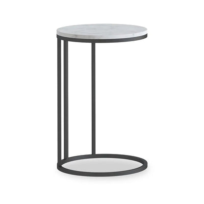 Roseland Grade B Furniture Pimlico White Marble & Grey Round C Side Table RRP £200