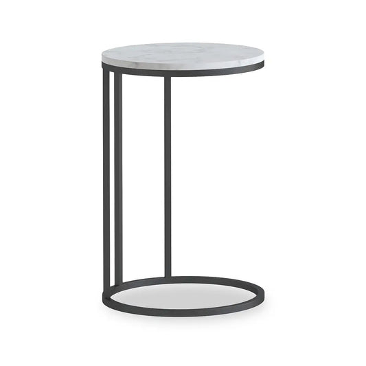 Roseland Grade B Furniture Pimlico White Marble & Grey Round C Side Table RRP £200