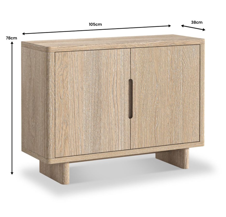 Roseland Grade B Furniture Mylor Washed Oak 2 Door Sideboard RRP £415