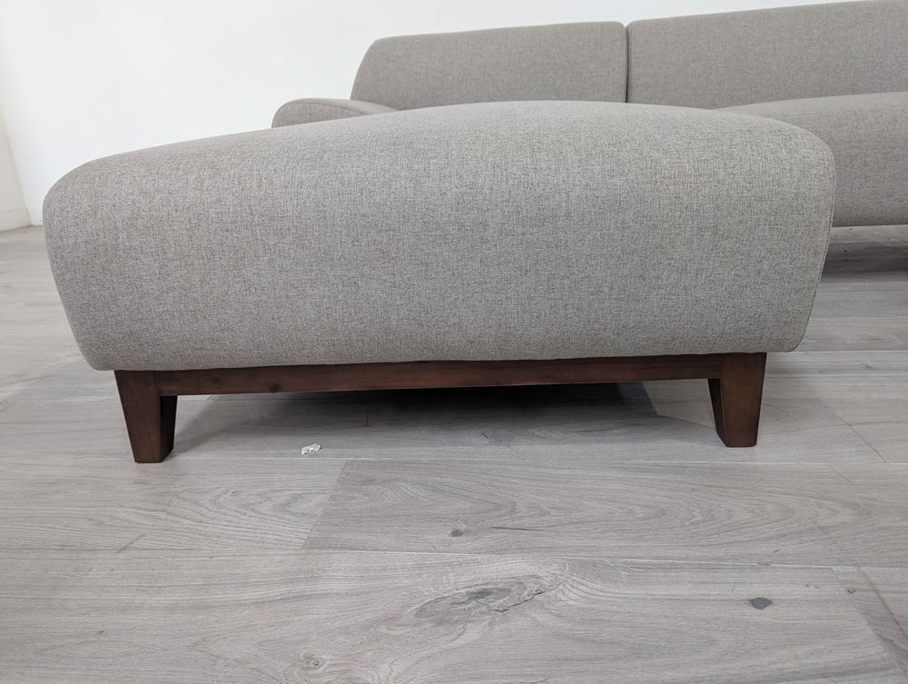 Mid-Century Grade B Modern Light Grey 3 Seater Left Hand Chaise Corner Sofa RRP £1200