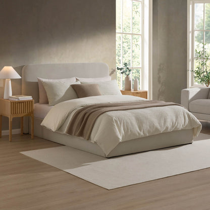 Dusk Grade B Ascot Natural Linen Look Double Ottoman Storage Bed RRP £254