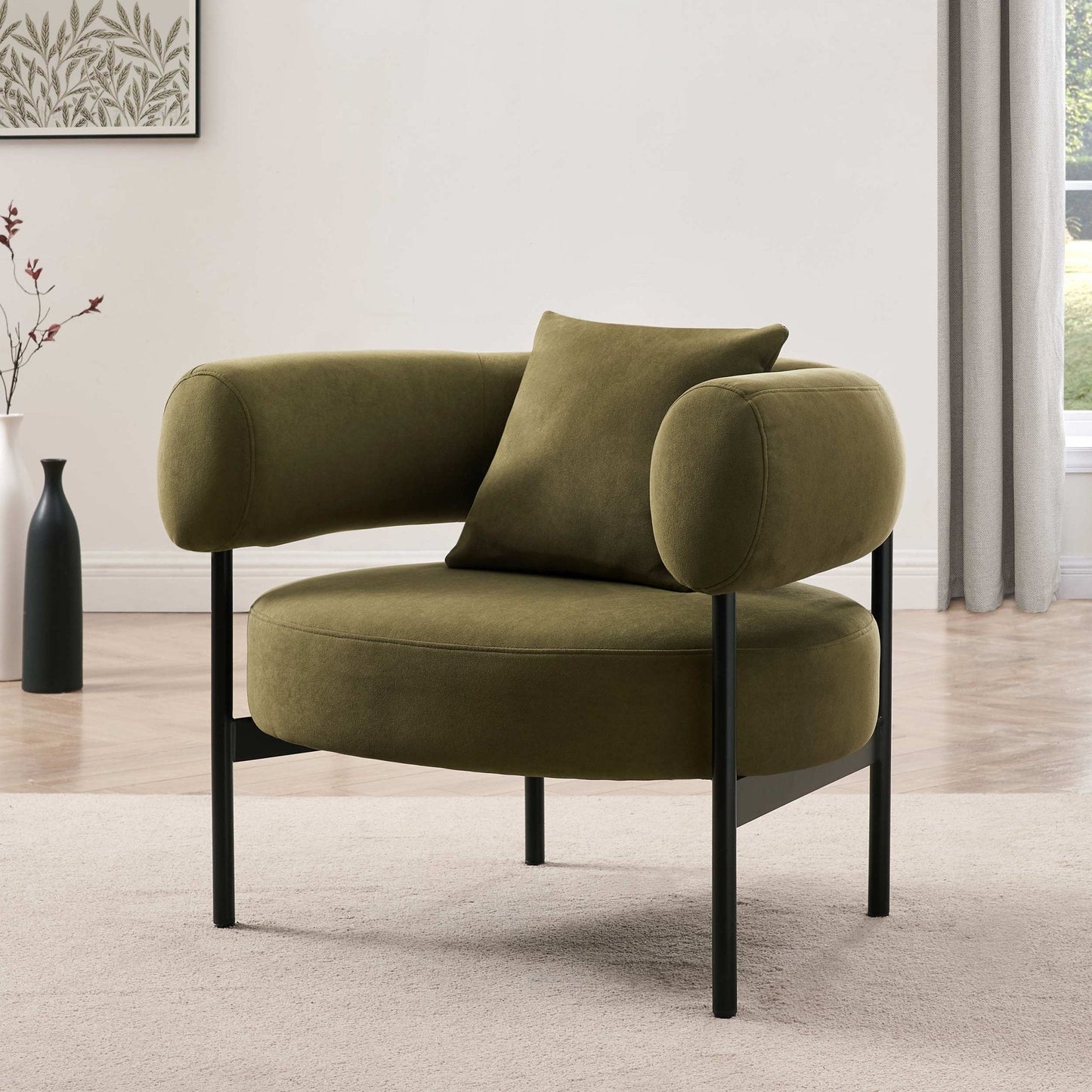 DUS-CC2-06595 Grade-B Dusk Sabrina Accent Chair - Olive RRP £151.00