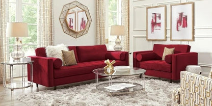 Sofia Grade B Vergara Pacific Palisades Scarlet Plush Mid-Century 3-Seater Sofa RRP £800