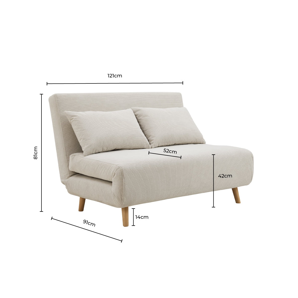 DUS-CC2-01159 Grade-C2 Dusk Seattle Double Click Clack Sofa Bed - Corduroy - Pebble RRP £389.00