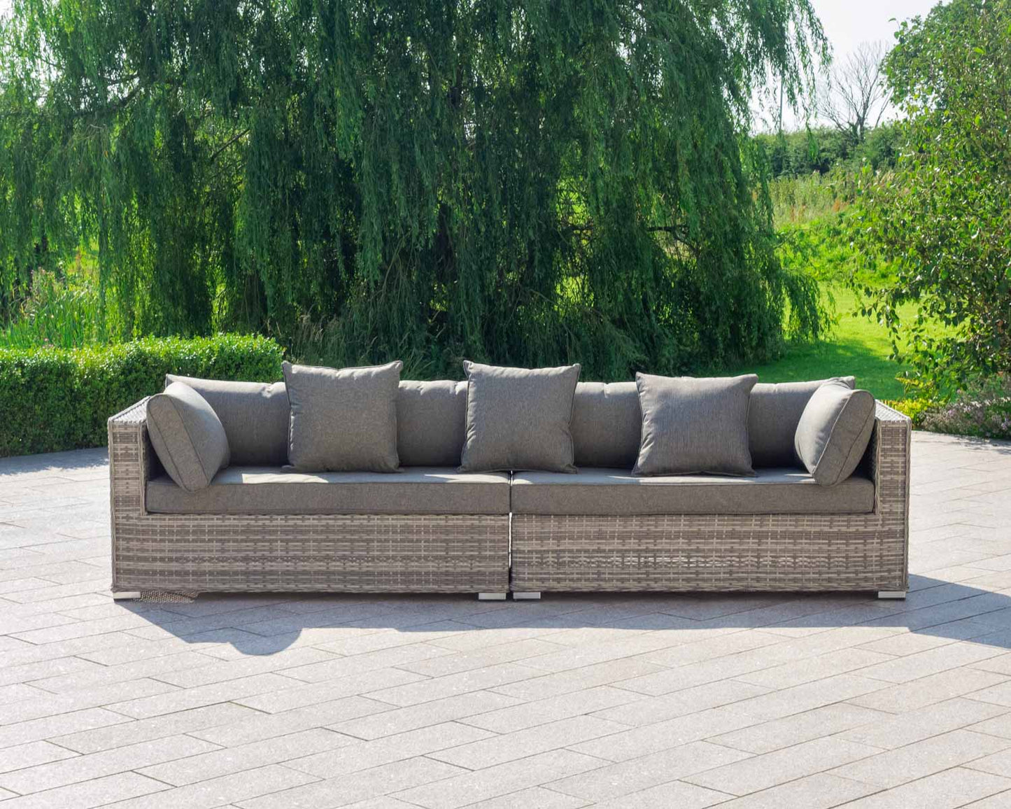 RAT-ARR-18950 Grade-C0 Rattan Direct Monaco Rattan Garden Day Bed Sofa Left As You Sit in Grey RRP £449.00