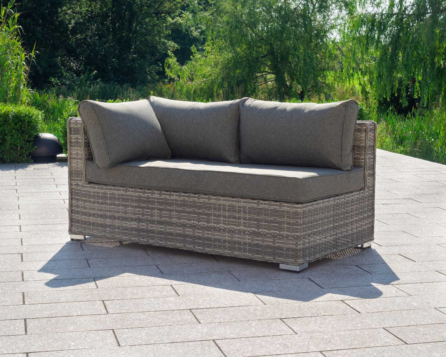 RAT-ARR-18950 Grade-C0 Rattan Direct Monaco Rattan Garden Day Bed Sofa Left As You Sit in Grey RRP £449.00