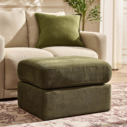 DUS-CC2-08344 Grade-B Dusk Small Seville Compact Pouffe - Chenille Olive RRP £149.00