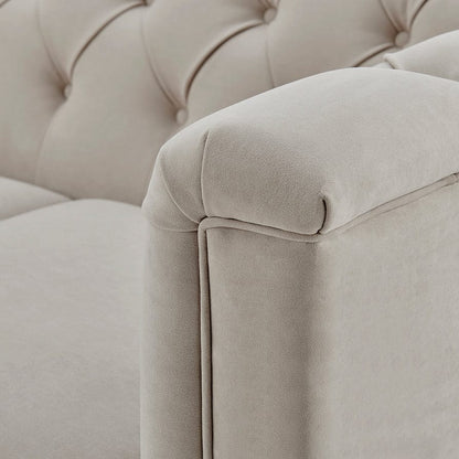 Dusk Chesterfield Grade B Stone Matte Velvet 2 Seater Sofa RRP £479