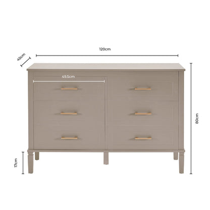 DUS-CC2-05352 Grade-B Dusk Sienna 6 Drawer Chest - Taupe RRP £259.00