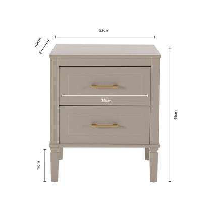 DUS-CC2-04833 Grade-B Dusk Sienna 2 Drawer Bedside Table - Taupe RRP £99.00