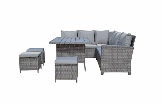 Signature Weave Grade New Charlotte Grey & Wood Effect Outdoor Corner Dining Set RRP £1239