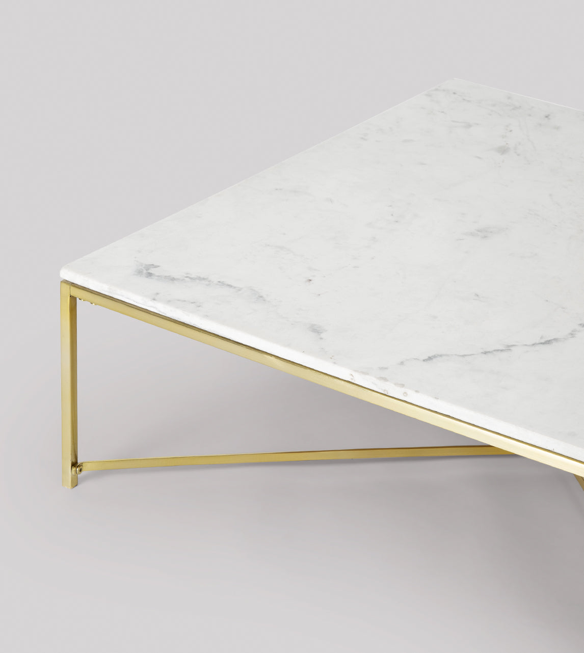 SWO-NEW-02737 Grade-C0 Swoon Kir Square Coffee Table in White Marble and Brass RRP £379.00