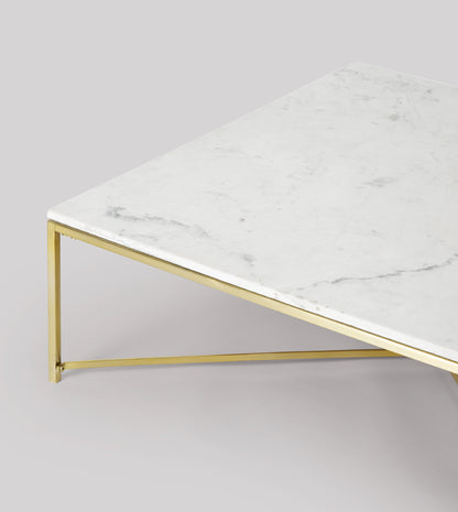 SWO-NEW-02737 Grade-C0 Swoon Kir Square Coffee Table in White Marble and Brass RRP £379.00