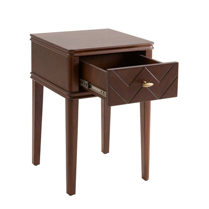 DUS-CC2-02525 Grade-B Dusk Stockholm Wood Veneer 1 Drawer Nightstand - Walnut RRP £129.00