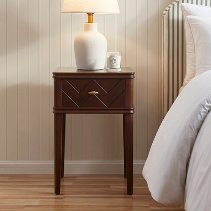 DUS-CC2-02525 Grade-B Dusk Stockholm Wood Veneer 1 Drawer Nightstand - Walnut RRP £129.00