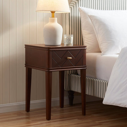 DUS-CC2-02525 Grade-B Dusk Stockholm Wood Veneer 1 Drawer Nightstand - Walnut RRP £129.00