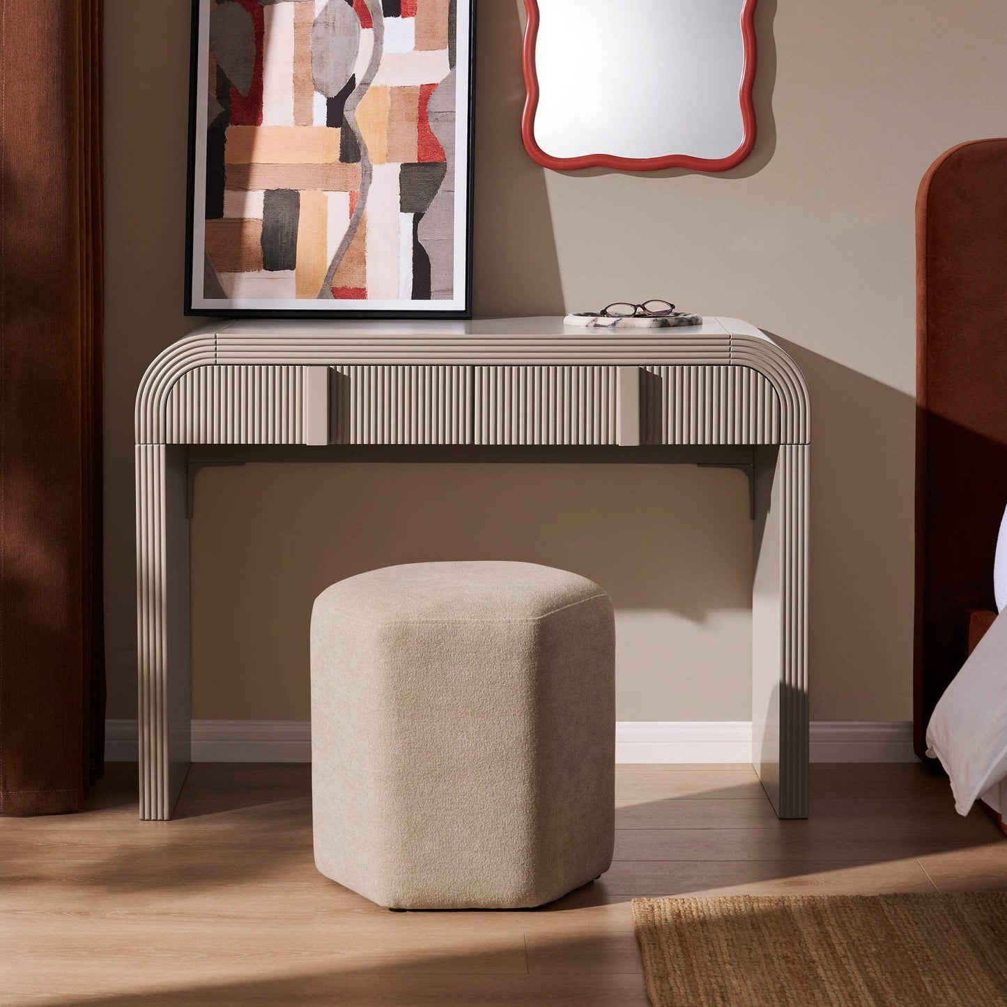 DUS-CC2-05256 Grade-B Dusk Susie Dressing Table with Drawers - Taupe RRP £169.00