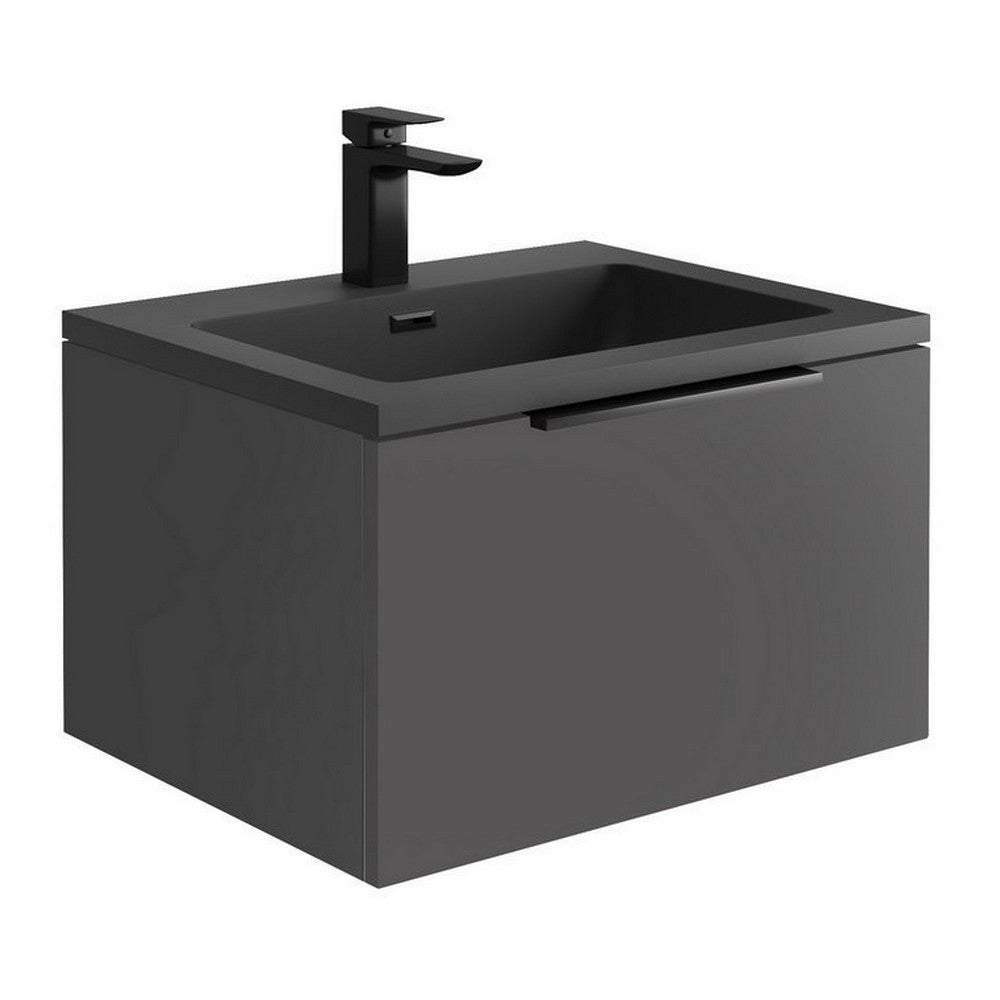 Scudo Grade A Ambience Grey & Black 800mm LED Wall-Hung Vanity Unit & Frame RRP £946