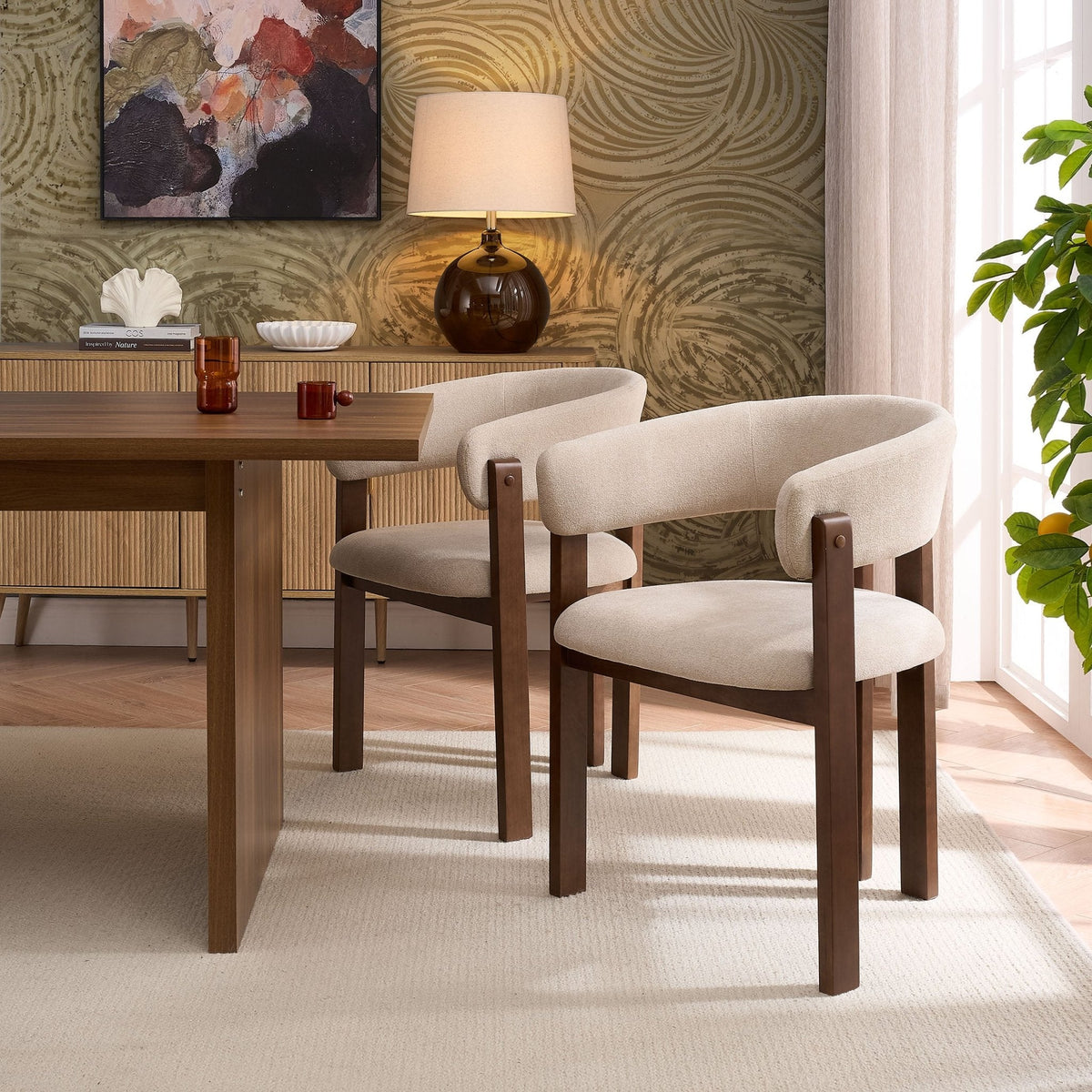 DUS-CC2-07819 Grade-C0 Dusk Bridget Set of 2 Dining Chairs - Chenille Oatmeal RRP £159.00