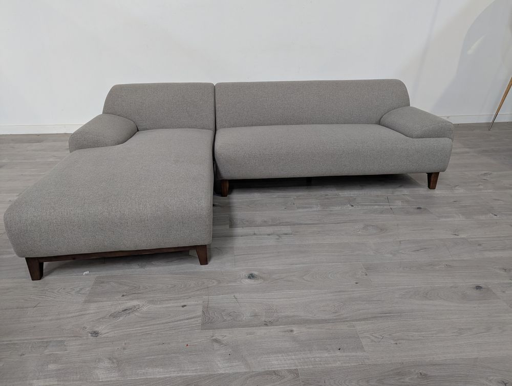 Mid-Century Grade B Modern Light Grey 3 Seater Left Hand Chaise Corner Sofa RRP £1200