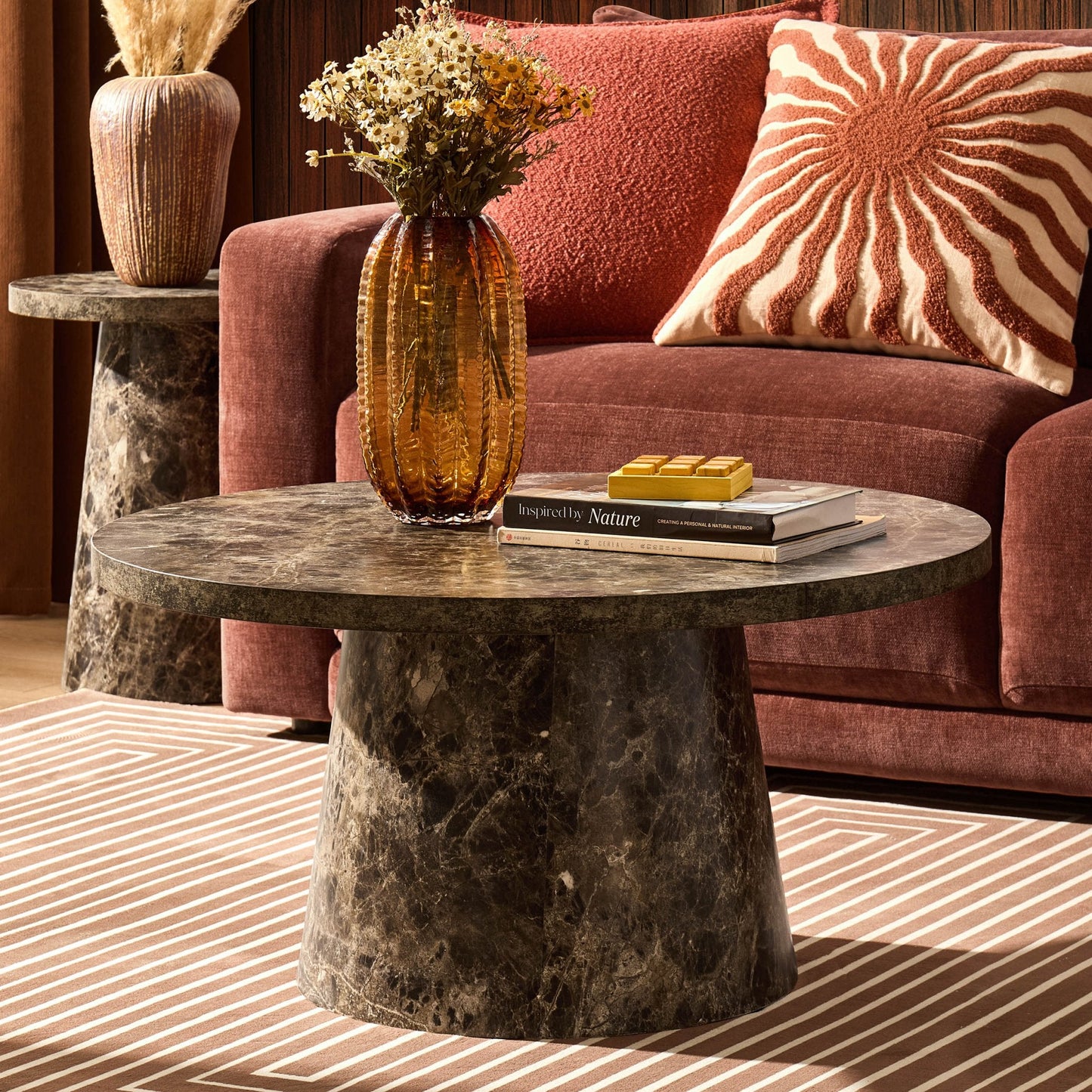 DUS-CC2-07326 Grade-B Dusk Talia Coffee Table - Dark Marble Effect RRP £129.00