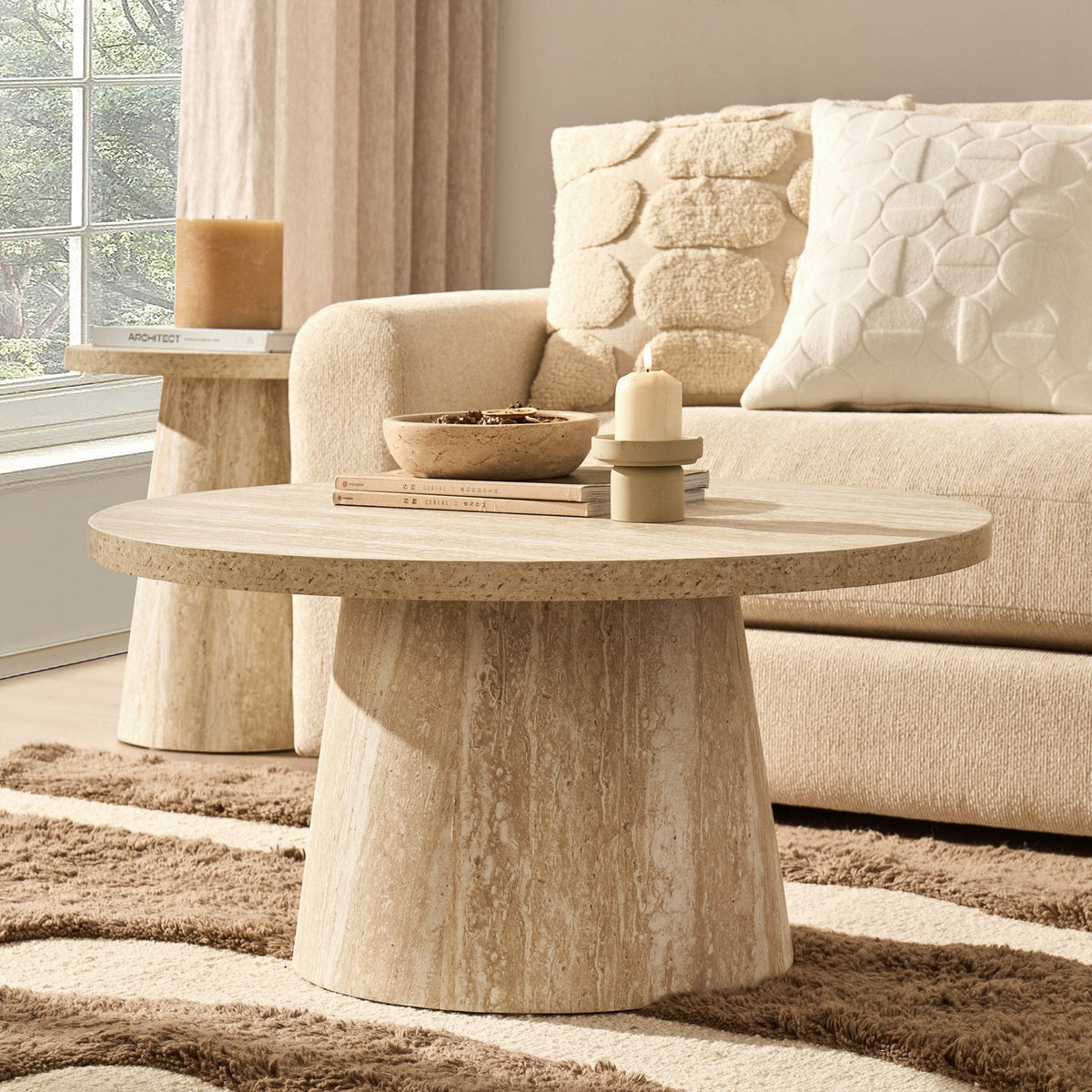 DUS-CC2-07426 Grade-B Dusk Talia Coffee Table - Stone Marble Effect RRP £109.00