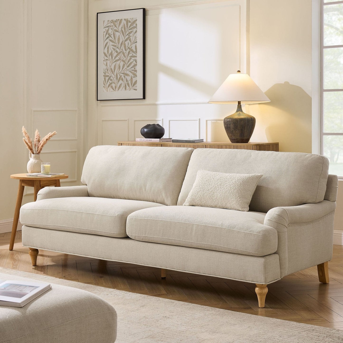 Dusk Grade B Hampshire Traditional 3 Seater Sofa - Textured Weave - Beige RRP £629