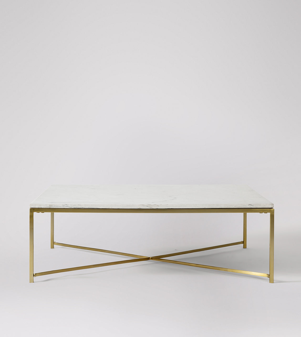 SWO-NEW-02737 Grade-C0 Swoon Kir Square Coffee Table in White Marble and Brass RRP £379.00