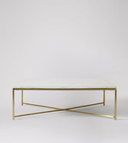 SWO-NEW-02737 Grade-C0 Swoon Kir Square Coffee Table in White Marble and Brass RRP £379.00