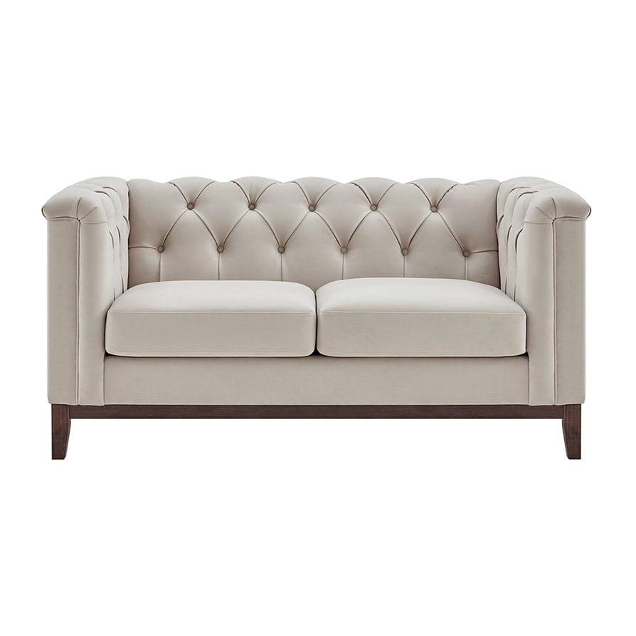 Dusk Chesterfield Grade B Stone Matte Velvet 2 Seater Sofa RRP £479