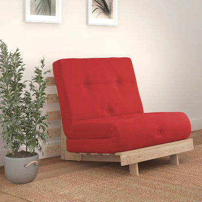 ROS-OUT-00711 Grade-B Roseland Furniture Maggie Red Cotton & Pine Single Futon Sofa Bed RRP £155.00