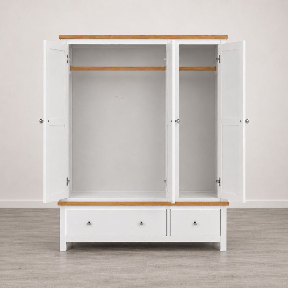 Roseland Grade B Furniture Farro Cream & Oak Triple Wardrobe RRP £685