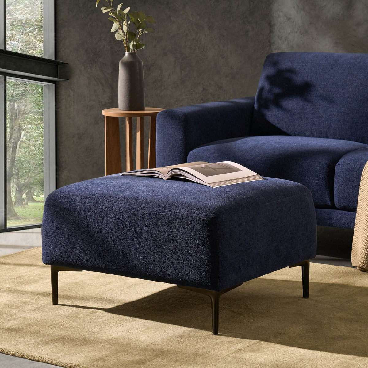 Dusk Malibu Grade B henille Navy Pouffe RRP £199.00