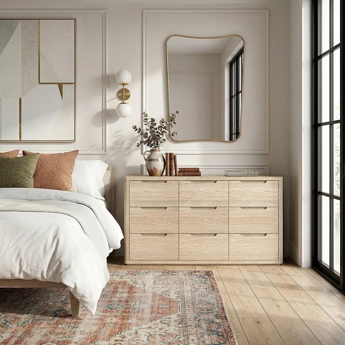 Roseland Furniture Grade B Mylor Washed Oak 9 Drawer Chest of Drawers RRP £640